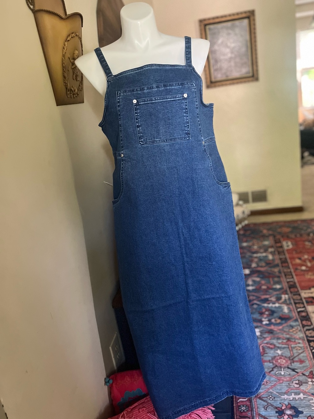 VNTG 80s Denim&Co Navy Blue Denim Maxi dress Women’s Large